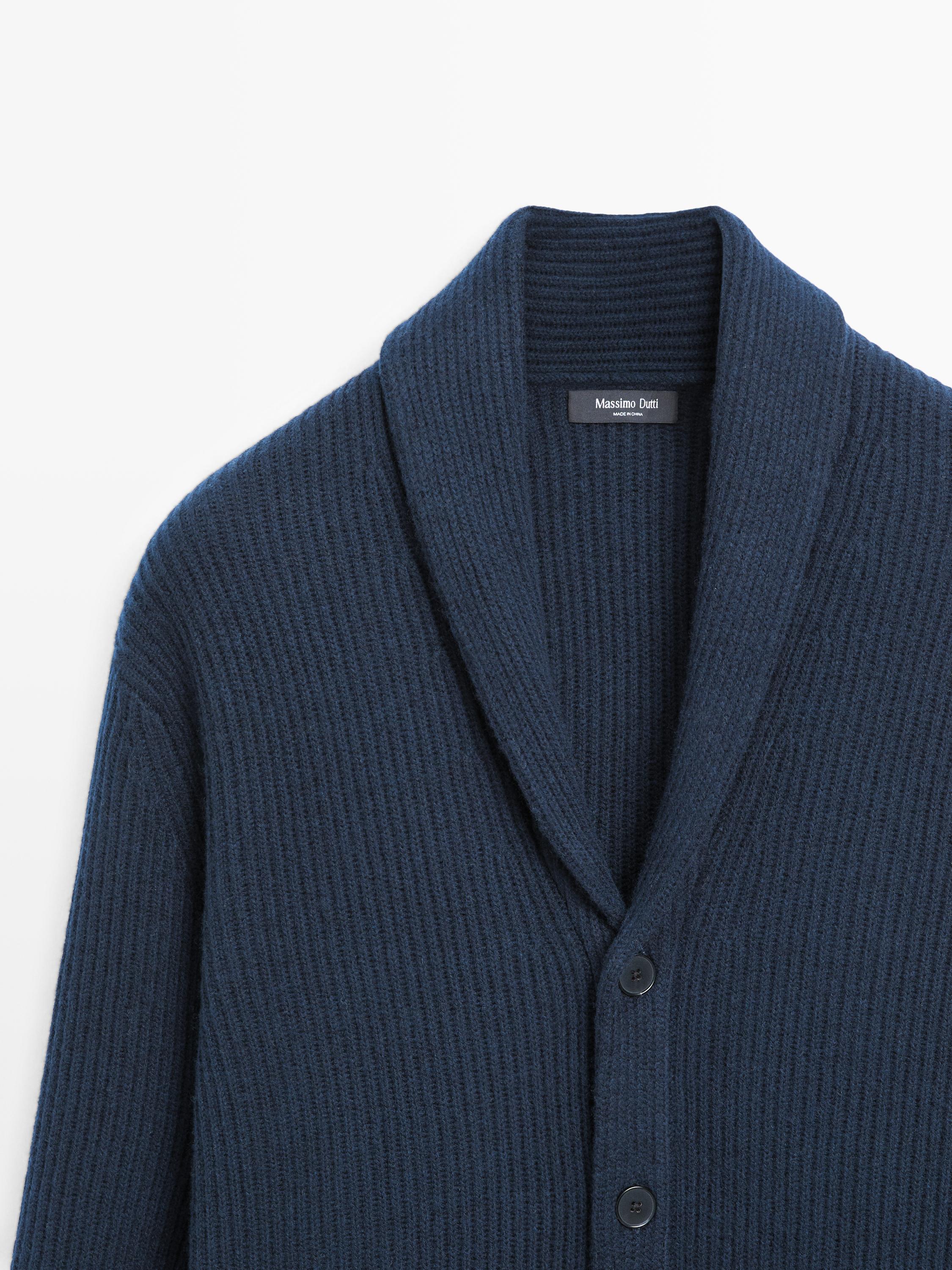 Cardigan avec col à revers en laine mélangée